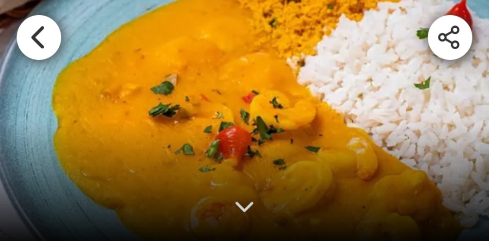 Peixe: Bobó de Camarão + Arroz + Batata Frita